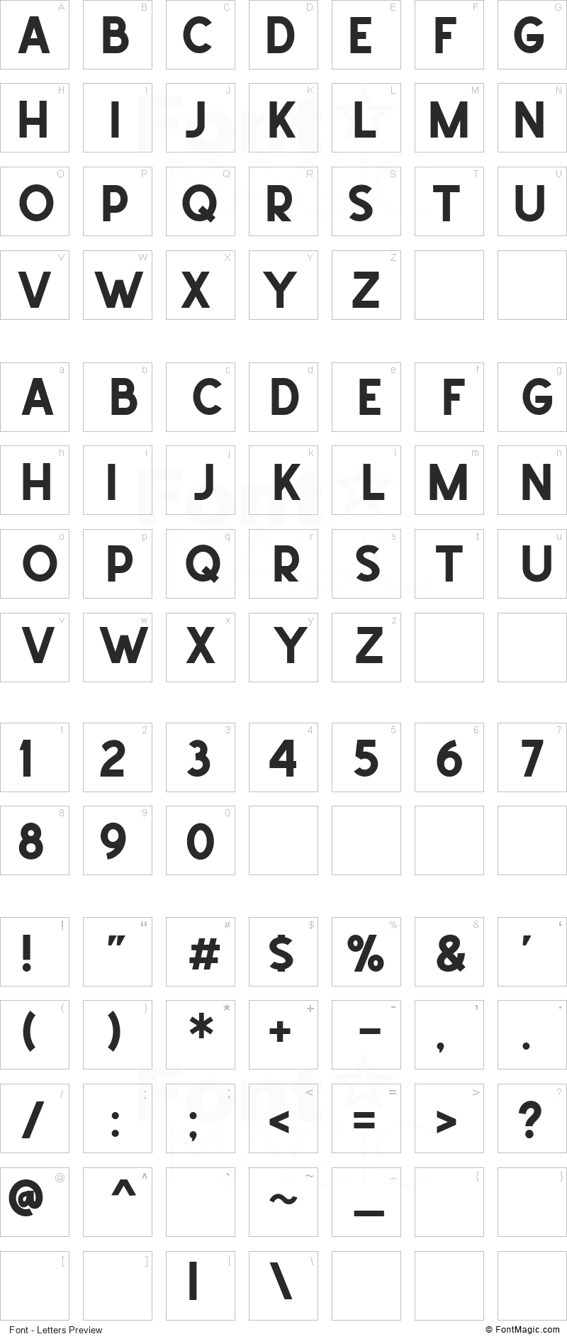 School Times Font - All Latters Preview Chart